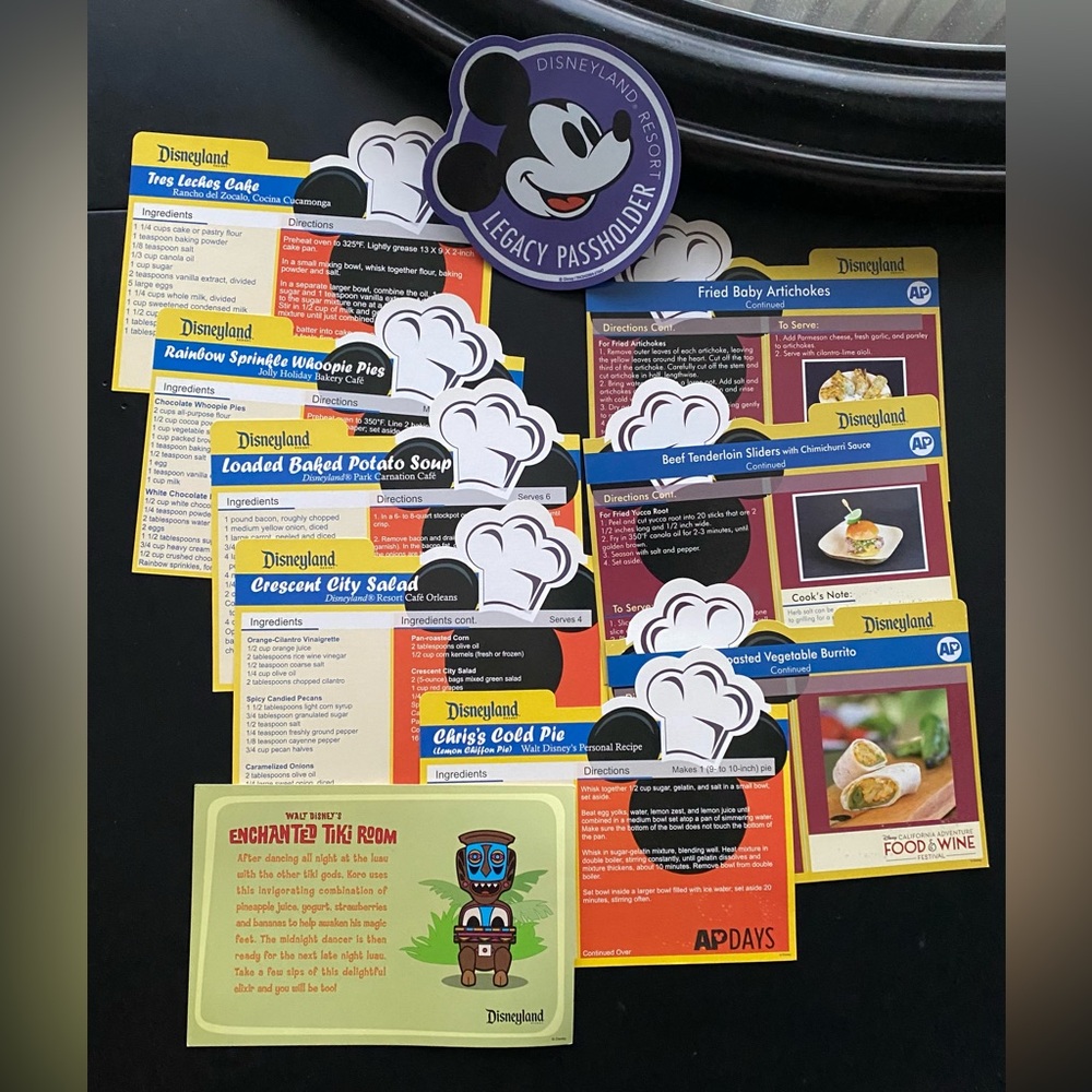 DISNEYLAND AP Days 2017 EXCLUSIVE Annual Passholder Recipe Cards Set + Magnet!